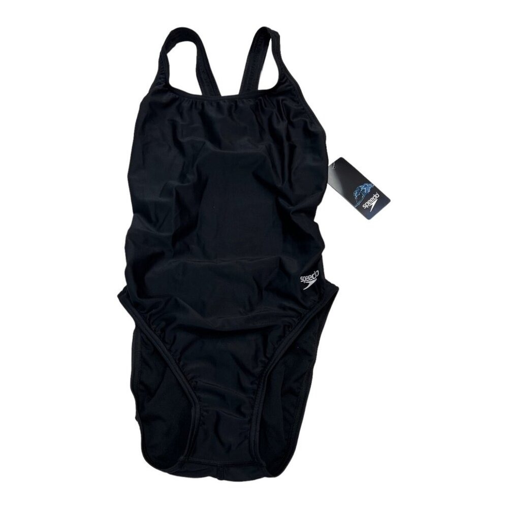 Speedo Womens Black One Piece Racerback Swimsuit Size 10/36 NWT 8191481001